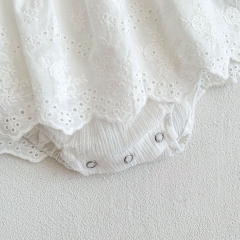 Infant Baby Girl Solid Color Embroidered Design Sleeveless Onesies Dress With Hat Wholesale