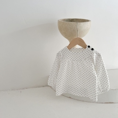 Infant Baby Girl Polka Dot Pattern Long Sleeve Tops Combo Shorts Sets Wholesale