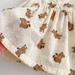 Infant Baby Girl Cartoon Bear Pattern Sleeveless Vest Dress Wholesale Infant Baby Girl Cartoon Bear Pattern Sleeveless Vest Dress Wholesale