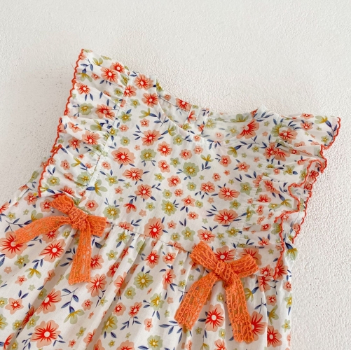 Infant Baby Girl Flower Pattern Sleevelss Sweet Onesies Wholesale