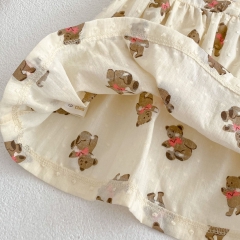 Infant Baby Girl Cartoon Bear Pattern Sleeveless Vest Dress Wholesale Infant Baby Girl Cartoon Bear Pattern Sleeveless Vest Dress Wholesale