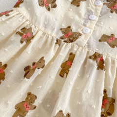 Infant Baby Girl Cartoon Bear Pattern Sleeveless Vest Dress Wholesale Infant Baby Girl Cartoon Bear Pattern Sleeveless Vest Dress Wholesale