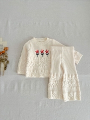 Infant Baby Unisex Knitted Twist Sweater Combo Long Pants In Sets Wholesale