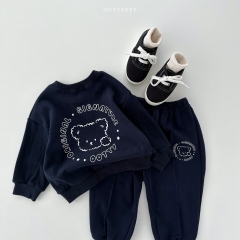 Infant Baby Unisex Print Bear Head Front Long-sleeved Sets Wholesale
