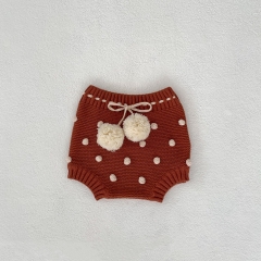 2023 New Arrival Infant Baby Girls Small Ball Crochet Knitted Short Pant Wholesale