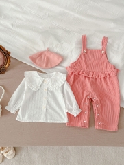 2023 Infant Baby Girls Long Sleeves Combo Overalls In Sets Wholesale