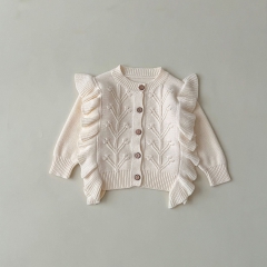2023 Infant Baby Girls Buttons Knit Cardigan Spring & Autumn Knitwear Wholesale
