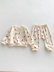 Infant Baby Girls Fruits Print Long-sleeve Combo Long Pants In Sets Wholesale