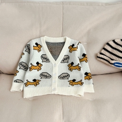 2023 Infant Baby Unisex Animals Design Knit Cardigan Spring & Autumn Knitwear Wholesale