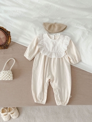 2023 New Autumn Infant Baby Girls Lace Round Collars Long Sleeve Jumpsuit Wholesale
