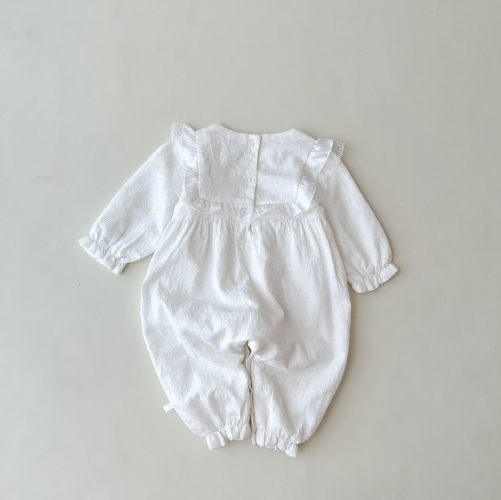2023 New Autumn Infant Baby Girls Embroidery Lace Long Sleeve Jumpsuit Wholesale
