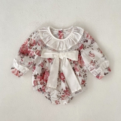 2023 Infant Baby Girls Floral Design Lace Long Sleeve One Piece Wholesale