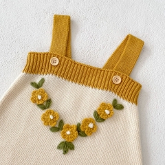Infant Baby Girls Knitting Floral Cardigan Combo Overalls In Sets Wholesale