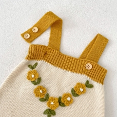 Infant Baby Girls Knitting Floral Cardigan Combo Overalls In Sets Wholesale