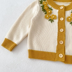 Infant Baby Girls Knitting Floral Cardigan Combo Overalls In Sets Wholesale