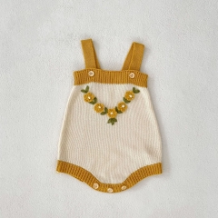 Infant Baby Girls Knitting Floral Cardigan Combo Overalls In Sets Wholesale