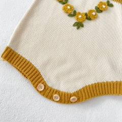 Infant Baby Girls Knitting Floral Cardigan Combo Overalls In Sets Wholesale