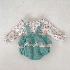 2023 Baby Girls Rabbit Design Shirt Combo Corduroy Romper In Sets Wholesale 2023 Baby Girls Rabbit Design Shirt Combo Corduroy Romper In Sets Wholesale