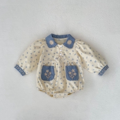2023 In New Autumn Baby Girls Embroidery Jacquard Long Sleeve One Piece Wholesale