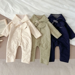 Infant Baby Cozy Thick Vintage Solid Color Romper with Logo Wholesale