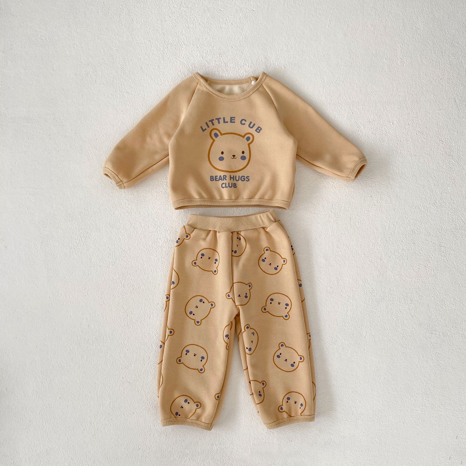 2pcs Baby Boy/Girl Cartoon Bear Print Long-sleeve Sweatshirt and Zebra Print Pants Set