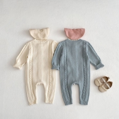 Baby Toddler Girl Jacquard Embroidery Long Sleeve Knitting Jumpsuit In Spring Wholesale