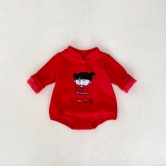 New Year Infant Baby Girls Cartoon Long Sleeve One Piece In Spring Wholesale