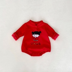 New Year Infant Baby Girls Cartoon Long Sleeve One Piece In Spring Wholesale