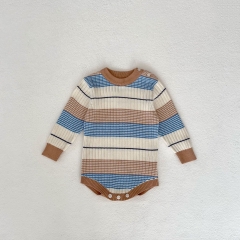 Ins Baby Toddler Girl Stripe Long Sleeve Jumpsuit In Spring And Autumn Wholesale
