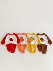 New Arrivals Infant Baby Unisex Fruits Embroidery Round Collars Long-sleeved In Sets In New Spring&Autumn Wholesale