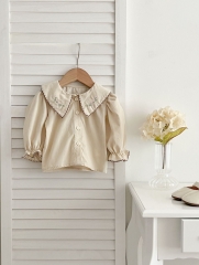 Ins Infant Baby Girls Jacquard Embroidery Long-sleeve Undershirt Wholesale