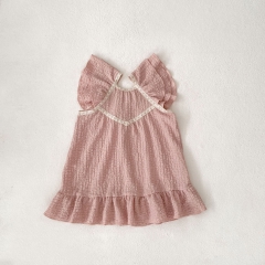 2024 Infant Baby Girls Sweety Pink Dress In Summer Wholesale
