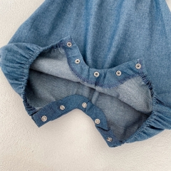 New Arrivals Infant Baby Girls Cowboy Crewneck Sleeveless One Piece In Summer Wholesale New Arrivals Infant Baby Girls Cowboy Crewneck Sleeveless One Piece In Summer Wholesale