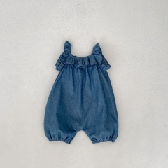 New Arrivals Infant Baby Girls Cowboy Crewneck Sleeveless One Piece In Summer Wholesale New Arrivals Infant Baby Girls Cowboy Crewneck Sleeveless One Piece In Summer Wholesale