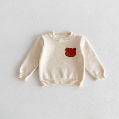 Ins 2024 New Spring Baby Unisex Bear Head Pullover Knitwear Wholesale