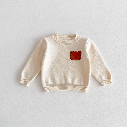Ins 2024 New Spring Baby Unisex Bear Head Pullover Knitwear Wholesale