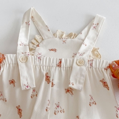 New Spring Ins Infant Baby Girls Laces Undershirt Combo Cartoons Overalls In Sets Wholesale New Spring Ins Infant Baby Girls Laces Undershirt Combo Cartoons Overalls In Sets Wholesale