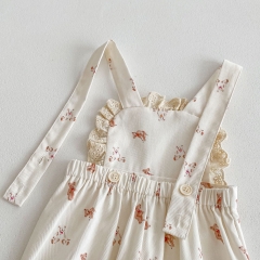 New Spring Ins Infant Baby Girls Laces Undershirt Combo Cartoons Overalls In Sets Wholesale New Spring Ins Infant Baby Girls Laces Undershirt Combo Cartoons Overalls In Sets Wholesale