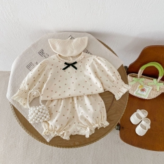 Ins New Spring Infant Baby Girls Jacquard Top Combo Short Pant In Sets Wholesale