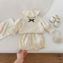 Ins New Spring Infant Baby Girls Jacquard Top Combo Short Pant In Sets Wholesale
