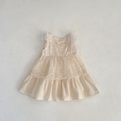2024 New Summer Infant Baby Girls Laces Crewneck Sleeveless Dress Wholesale
