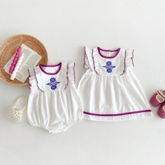 Ins In New Summer Infant Baby Girls Jacquard Embroidery One Pirsece&Dress Wholesale