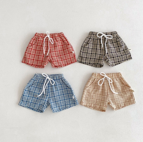 2024 In New Summer Baby Unisex Grid Short Pants Wholesale