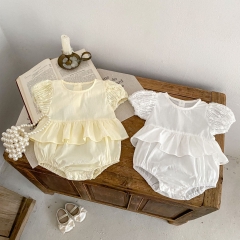 Ins 2024 Infant Baby Girls Solid Color One Pieces In New Summer Wholesale