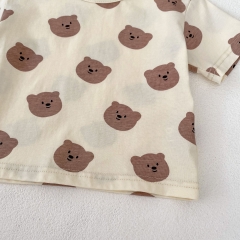 2024 New Summer Baby Unisex Little Bear Jumpsuit Combo T-shirt Sets Wholesale