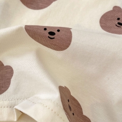 2024 New Summer Baby Unisex Little Bear Jumpsuit Combo T-shirt Sets Wholesale