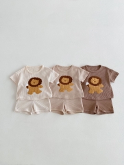 2024 New Summer Infant Baby Girls Little Lion Design Tops With Shorts Sets Wholesale