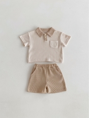Infant Baby Boy Solid Colors Tops With Shorts Sets Wholesale
