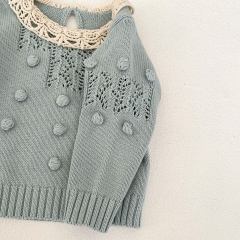 Ins 2024 New Autumn Baby Girls 3D Balls Attached and Hollow-out Design Pullover Knitwear Wholesale Ins 2024 New Autumn Baby Girls 3D Balls Attached and Hollow-out Design Pullover Knitwear Wholesale