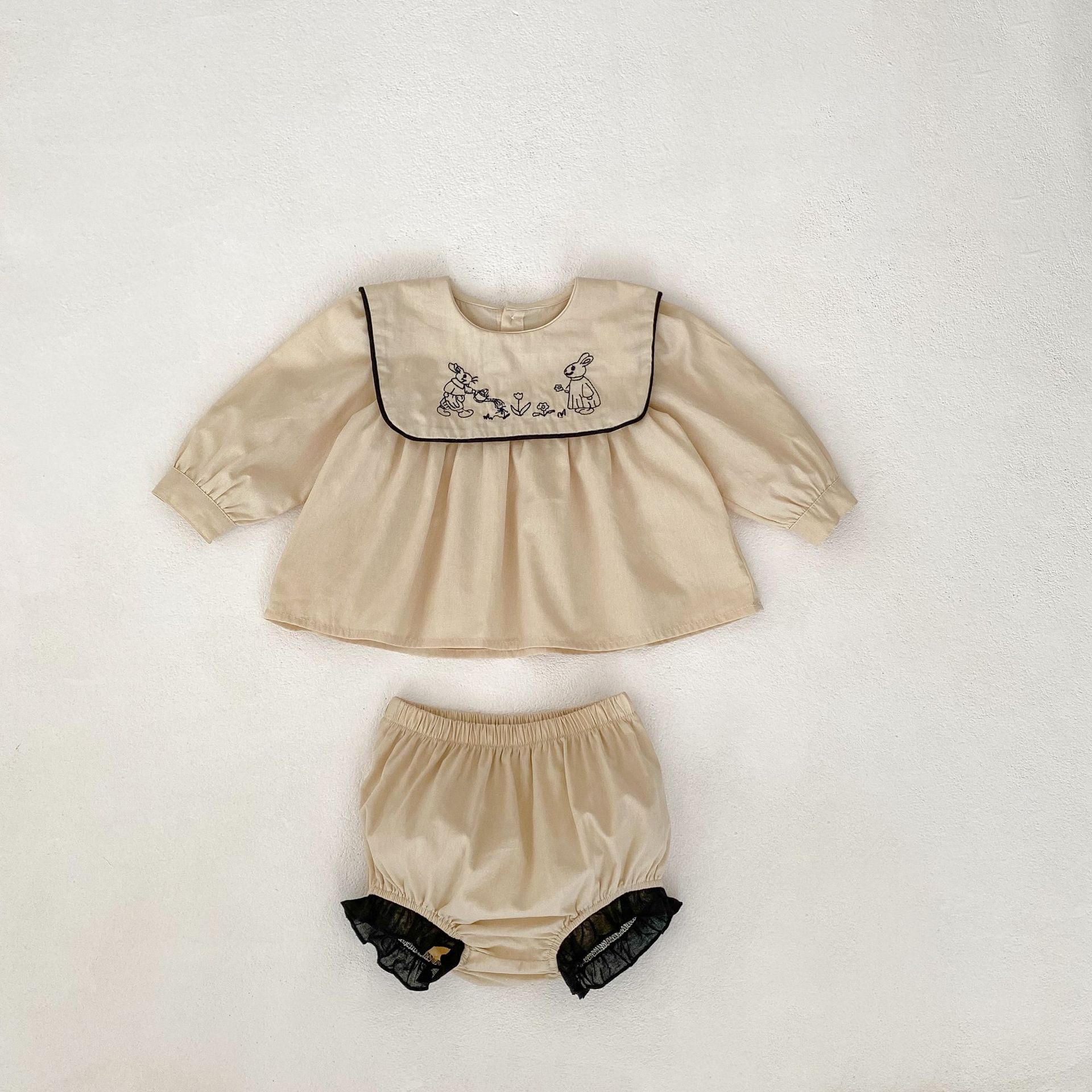2024 Autumn Infant Baby Kids Girls Cartoon Rabbits Embroidered Long ...